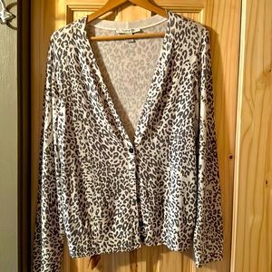 Leopard print button up sweater